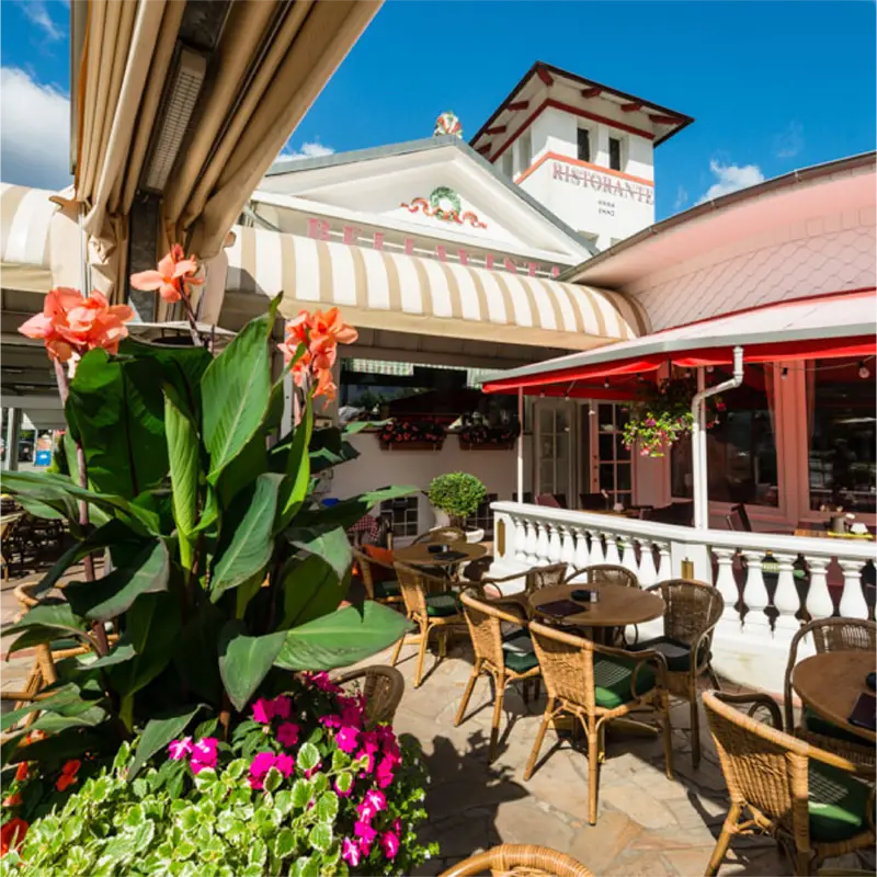 Bild des Bella Vista restaurants in Travemünde von außen.